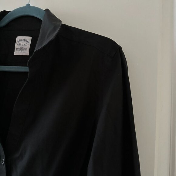 Vtg Brooks Brothers Black Fitted Non-Iron Stretch Black Button-Up Shirt Size 12 - Picture 6 of 14